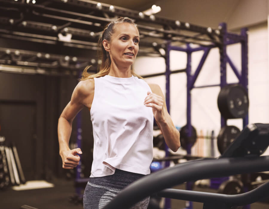 Woman running on treadmill