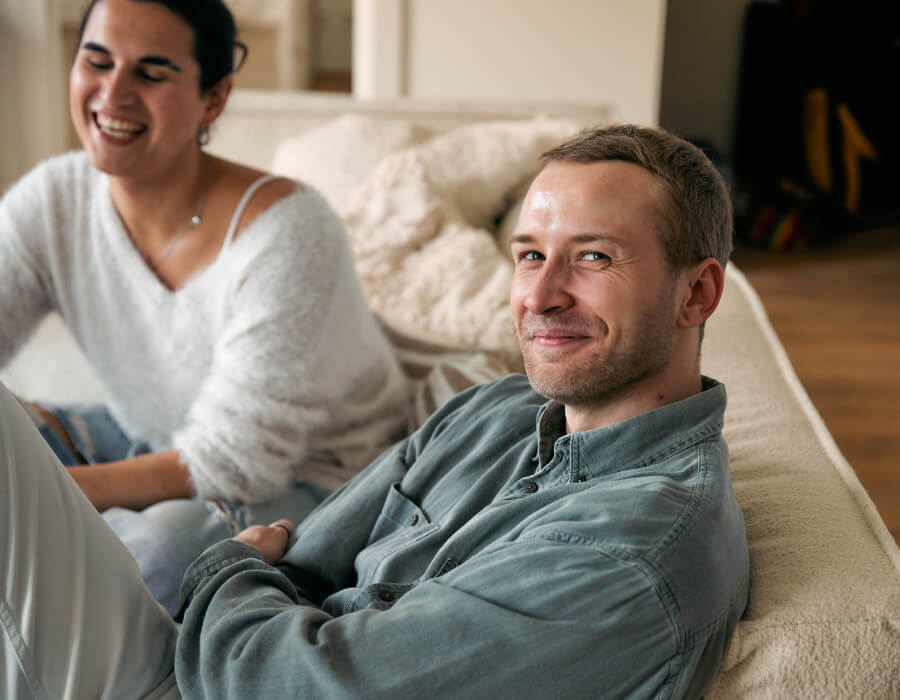 Couple sitting on couch