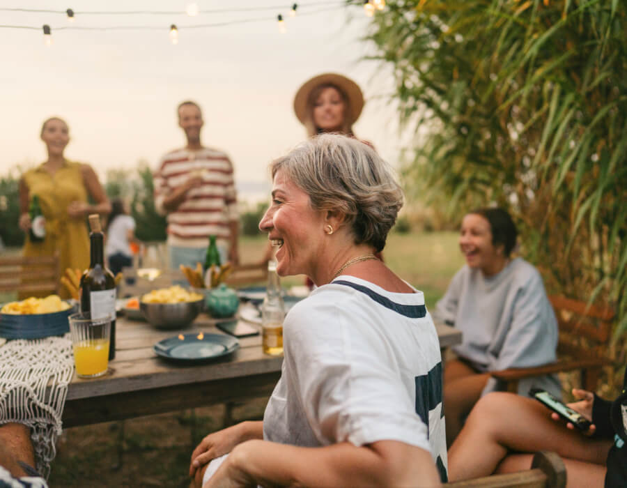 Family having a gathering outside
