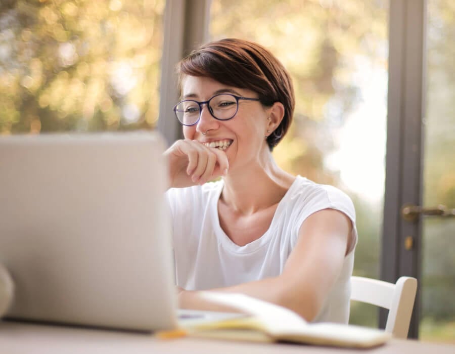 Woman working on laptop