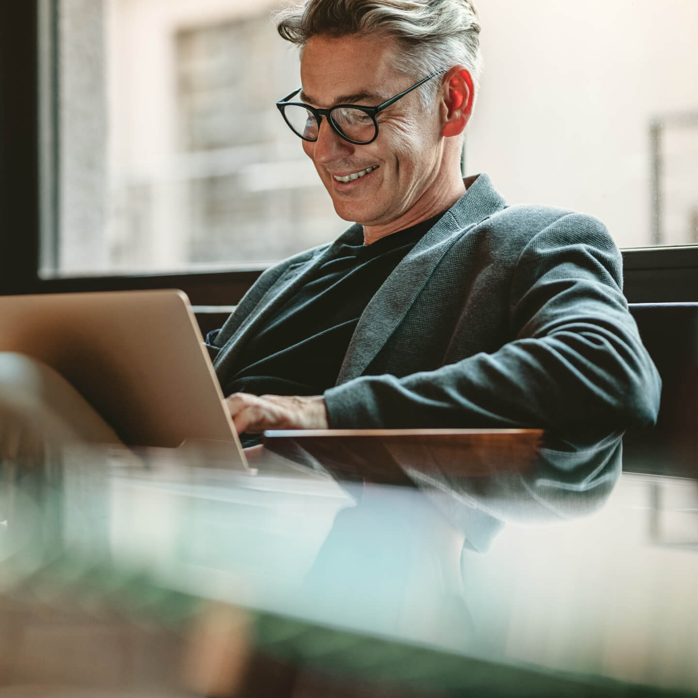 Professional business person working on laptop