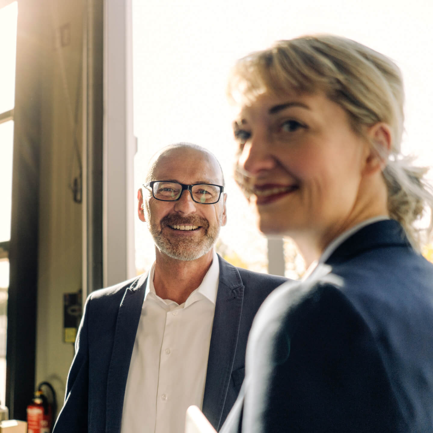 Male and female office workers