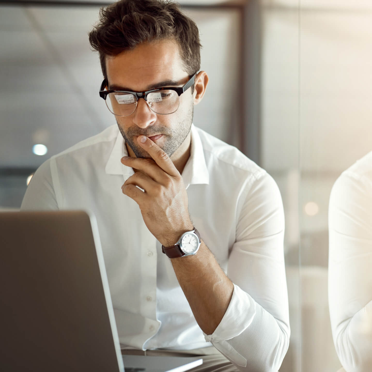 Professional businessman working on laptop